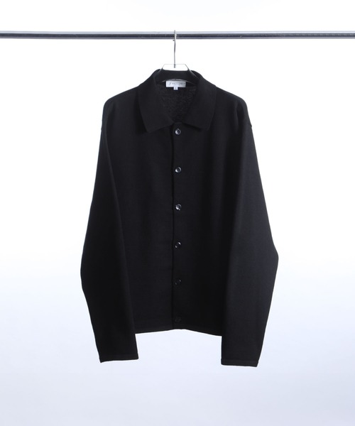 ZIP FIVE -White Line-（ジップファイブホワイトライン）の「【White Line】 スプリング ニット ポロカーディガン / 短丈 カーディガン（カーディガン/ボレロ・メンズ・ブラック/ブラウン/チャコール/グリーン系・MEDIUM/LARGE/X-LARGE）」の9枚目の写真