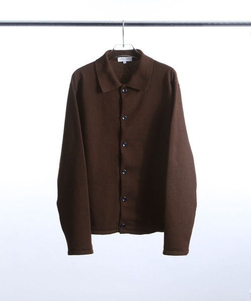ZIP FIVE -White Line-（ジップファイブホワイトライン）の「【White Line】 スプリング ニット ポロカーディガン / 短丈 カーディガン（カーディガン/ボレロ・メンズ・ブラック/ブラウン/チャコール/グリーン系・MEDIUM/LARGE/X-LARGE）」の10枚目の写真