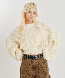 atmos pink | atmos pink Cable Damaged Knit / アトモス ピンク ケーブル ダメージ ニット(ニット/セーター)