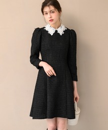 レース襟ミニツイードワンピース/MM447418