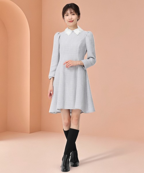 セール】レース襟ミニツイードワンピース/MM447418（ワンピース