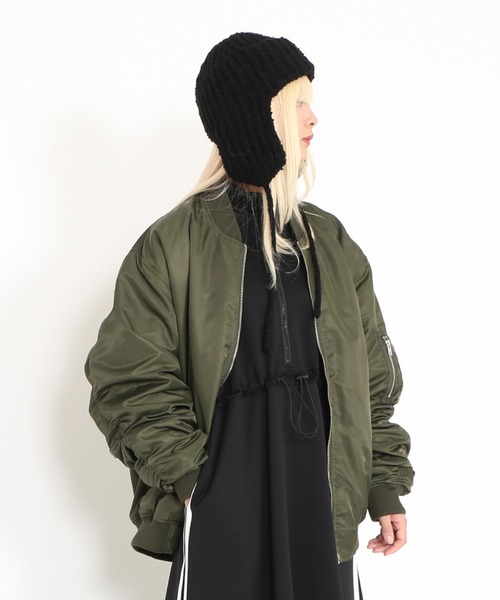 PUNYUS（プニュズ）の「耳付きニットキャップ（キャップ・レディース・ホワイト/ダークグレー/ベージュ/ブラック・FREE）」の7枚目の写真