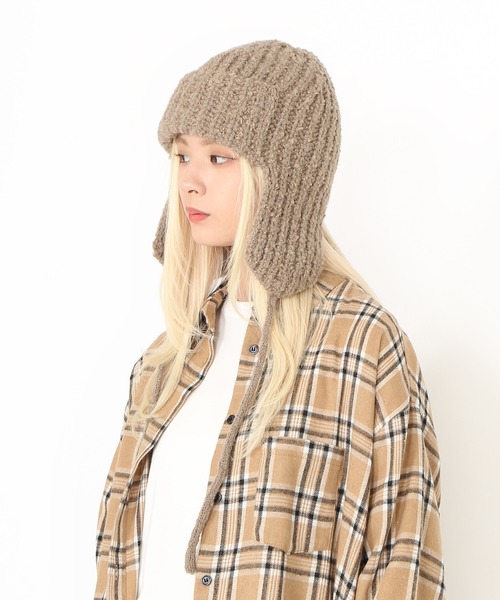 PUNYUS（プニュズ）の「耳付きニットキャップ（キャップ・レディース・ホワイト/ダークグレー/ベージュ/ブラック・FREE）」の9枚目の写真