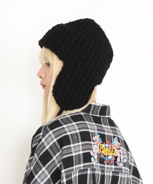 PUNYUS（プニュズ）の「耳付きニットキャップ（キャップ・レディース・ホワイト/ダークグレー/ベージュ/ブラック・FREE）」の17枚目の写真