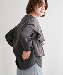 アシメサテン裏起毛スウェット