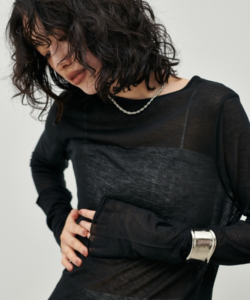 LARUTA(ラルータ)の「【LARUTA】シアー天竺クルーネックカットソー(Tシャツ/カットソー・レディース・オフホワイト/ブラック/グレイッシュベージュ/サックスブルー・FREE)」の20枚目の写真