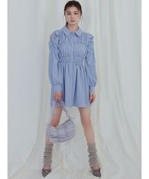 RESEXXY | シャーリングデザインミニシャツワンピース(ワンピース)