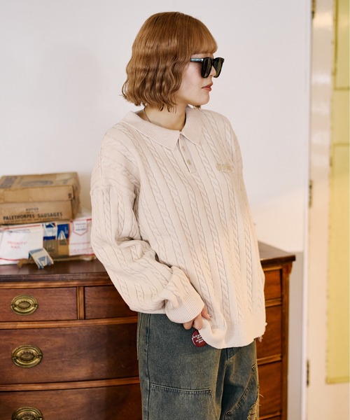 セール】加工ケーブルニットポロ（ニット/セーター）｜sedacle