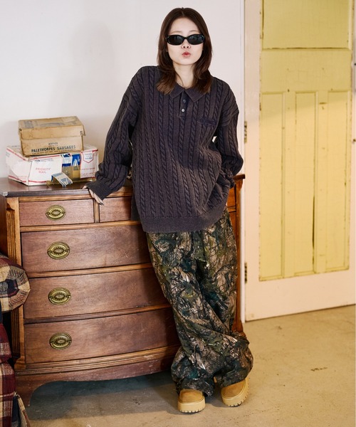 sedacle(セダクル)の「加工ケーブルニットポロ(ニット/セーター・メンズ・アイボリー/ネイビー/ブラウン・SMALL/MEDIUM/LARGE)」の15枚目の写真