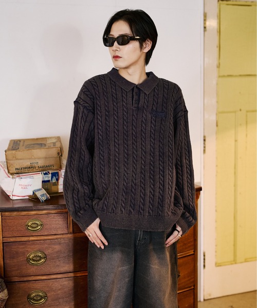 セール】加工ケーブルニットポロ（ニット/セーター）｜sedacle