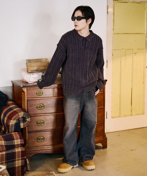 セール】加工ケーブルニットポロ（ニット/セーター）｜sedacle