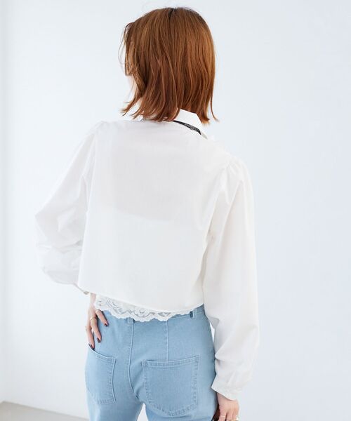 MAJESTIC LEGON（マジェスティックレゴン）の「レースリボンタイフリルブラウス（シャツ/ブラウス・レディース・ブラック系その他/ベージュ系その他2/ブルー/オフホワイト・MEDIUM）」の10枚目の写真