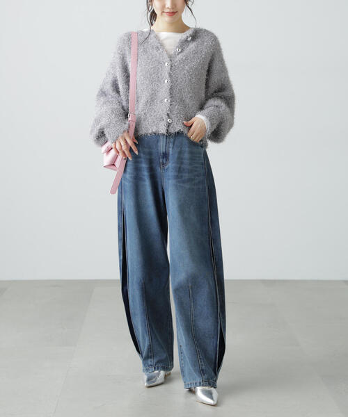 FREE'S MART（フリーズマート）の「◆ラメフェザーカーディガン（カーディガン/ボレロ・レディース・ライトグリーン/グレー/ホワイト・FREE）」の14枚目の写真