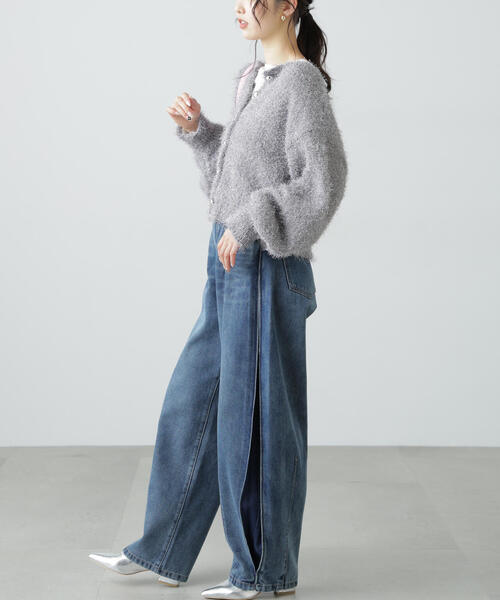 FREE'S MART（フリーズマート）の「◆ラメフェザーカーディガン（カーディガン/ボレロ・レディース・ライトグリーン/グレー/ホワイト・FREE）」の12枚目の写真