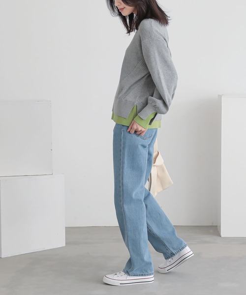 n'OrLABEL(ノアールレーベル)の「『配色スリットリブニット』(ニット/セーター・レディース・ネイビー/イエロー/杢グレー・1/2)」の17枚目の写真