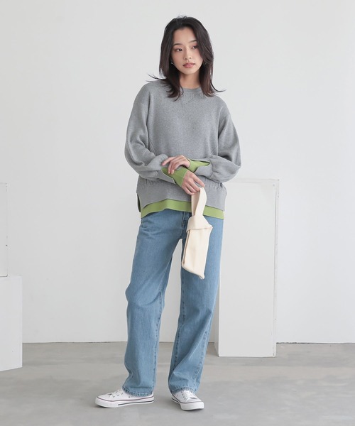 n'OrLABEL(ノアールレーベル)の「『配色スリットリブニット』(ニット/セーター・レディース・ネイビー/イエロー/杢グレー・1/2)」の18枚目の写真