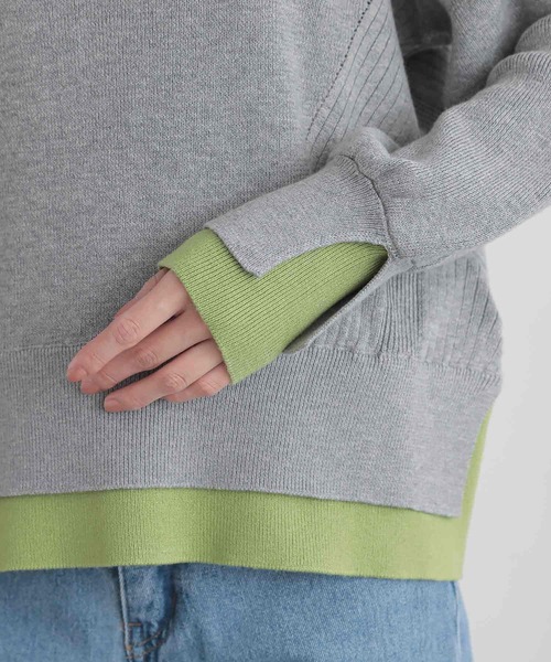 n'OrLABEL(ノアールレーベル)の「『配色スリットリブニット』(ニット/セーター・レディース・ネイビー/イエロー/杢グレー・1/2)」の19枚目の写真