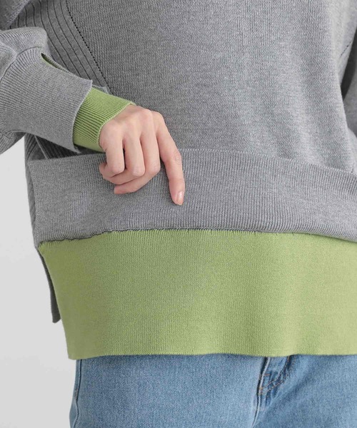 n'OrLABEL(ノアールレーベル)の「『配色スリットリブニット』(ニット/セーター・レディース・ネイビー/イエロー/杢グレー・1/2)」の20枚目の写真