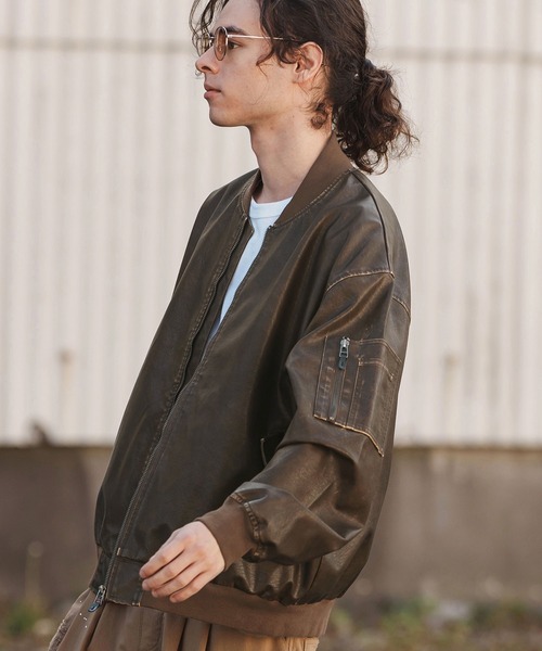 mj10562- Vintage加工合皮MA-1ジャケット（MA-1）｜CAMBIO（カンビオ