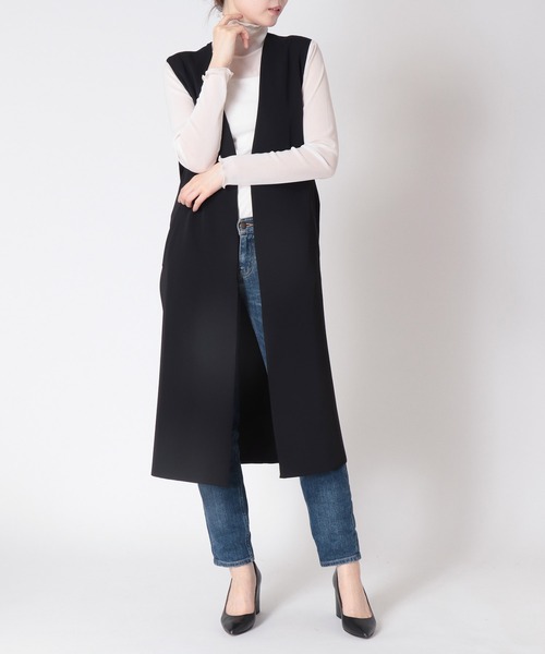 TITE IN THE STORE（ティテ　インザ　ストア）の「ウエストベルトロングジレ（その他アウター・レディース・チャコールグレー/ブラック/アイボリー・38）」の3枚目の写真