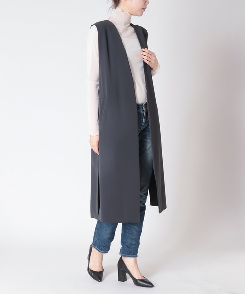 TITE IN THE STORE（ティテ　インザ　ストア）の「ウエストベルトロングジレ（その他アウター・レディース・チャコールグレー/ブラック/アイボリー・38）」の4枚目の写真