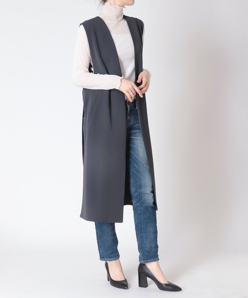 TITE IN THE STORE（ティテ　インザ　ストア）の「ウエストベルトロングジレ（その他アウター・レディース・チャコールグレー/ブラック/アイボリー・38）」の5枚目の写真