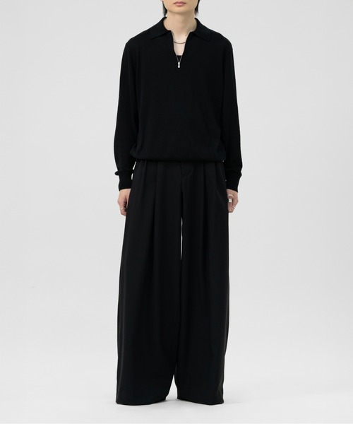 LAPIIS(ラピス)の「HARF ZIP KNIT POLO(ポロシャツ・メンズ・ブラック/ミント・MEDIUM/LARGE)」の3枚目の写真