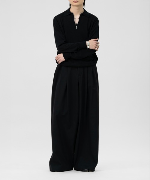 LAPIIS(ラピス)の「HARF ZIP KNIT POLO(ポロシャツ・メンズ・ブラック/ミント・MEDIUM/LARGE)」の4枚目の写真
