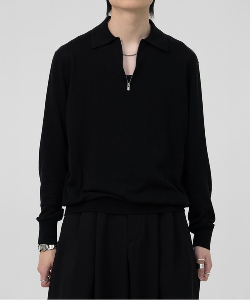 LAPIIS(ラピス)の「HARF ZIP KNIT POLO(ポロシャツ・メンズ・ブラック/ミント・MEDIUM/LARGE)」の7枚目の写真