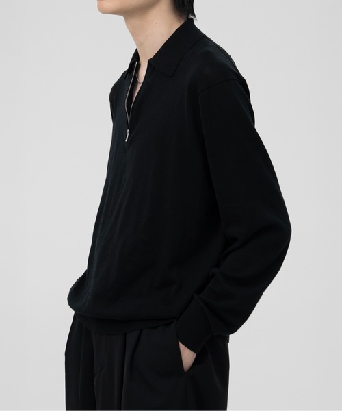 LAPIIS(ラピス)の「HARF ZIP KNIT POLO(ポロシャツ・メンズ・ブラック/ミント・MEDIUM/LARGE)」の8枚目の写真