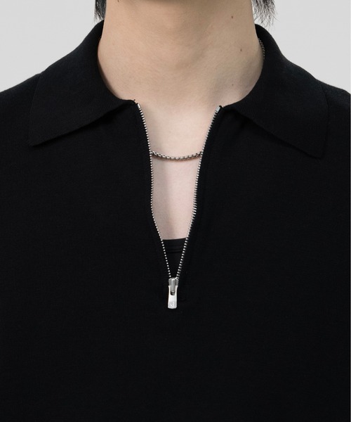 LAPIIS(ラピス)の「HARF ZIP KNIT POLO(ポロシャツ・メンズ・ブラック/ミント・MEDIUM/LARGE)」の10枚目の写真