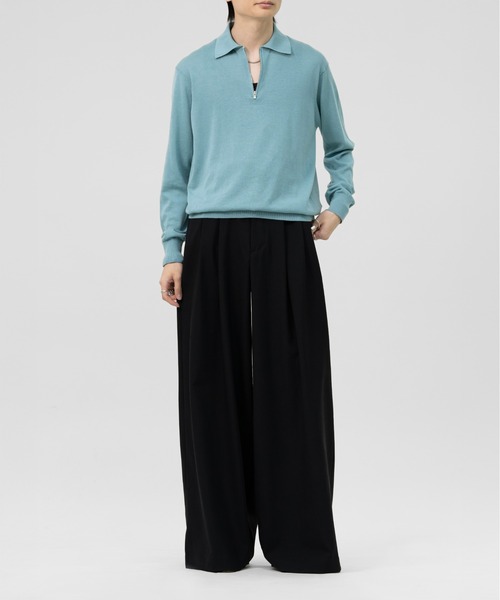 LAPIIS(ラピス)の「HARF ZIP KNIT POLO(ポロシャツ・メンズ・ブラック/ミント・MEDIUM/LARGE)」の15枚目の写真
