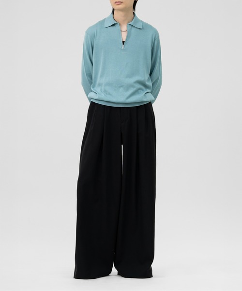 LAPIIS(ラピス)の「HARF ZIP KNIT POLO(ポロシャツ・メンズ・ブラック/ミント・MEDIUM/LARGE)」の16枚目の写真