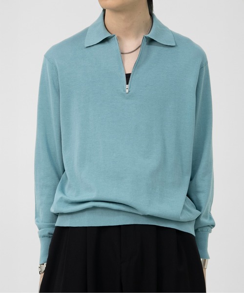 LAPIIS(ラピス)の「HARF ZIP KNIT POLO(ポロシャツ・メンズ・ブラック/ミント・MEDIUM/LARGE)」の19枚目の写真