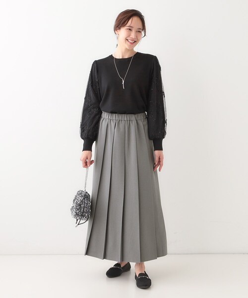 Cutie Blonde（キューティーブロンド）の「大人カジュアルに着られる ワイドプリーツスカート（スカート・レディース・グレー/チャコールグレー・03/02）」の13枚目の写真