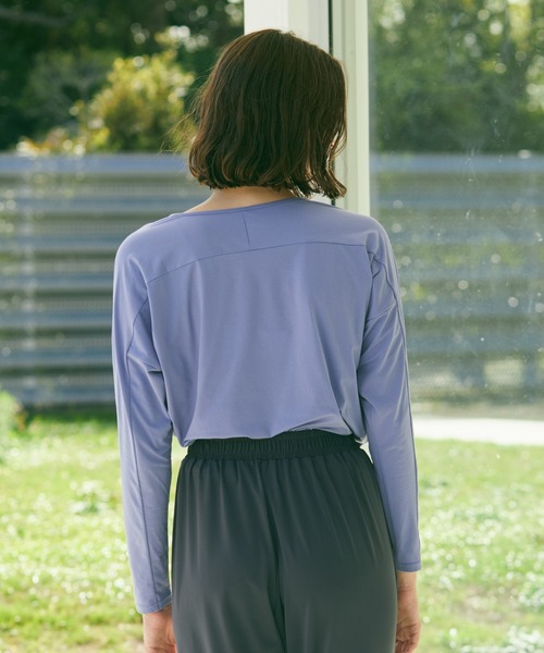 Julier Yoga and Relax（ジュリエヨガアンドリラックス）の「Julier (定番)ライトプライムロングスリーブプルオーバー（Tシャツ/カットソー・レディース・チャコール/ラベンダー/ホワイト・1/0）」の15枚目の写真