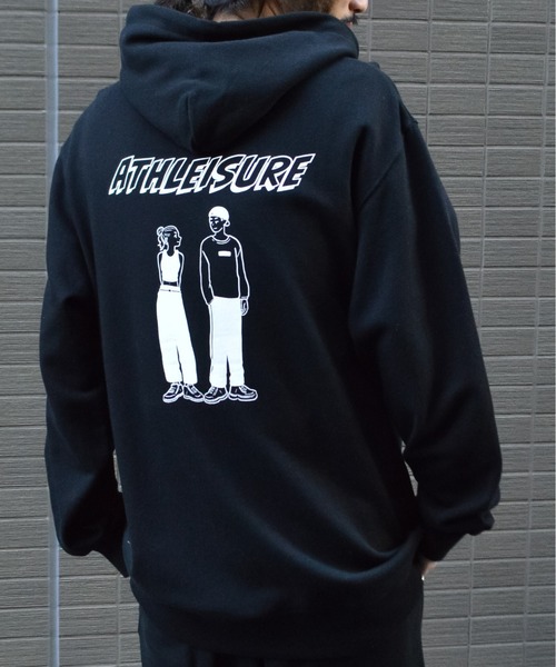 MODISH GAZE(モディシュガゼ)の「【MODISH GAZE】カップルイラスト裏毛フーディ(ATHLEISURE)(CP)(パーカー・メンズ・グレー系その他/ネイビー/オートミール/グリーン/ブラック・L/M)」の2枚目の写真