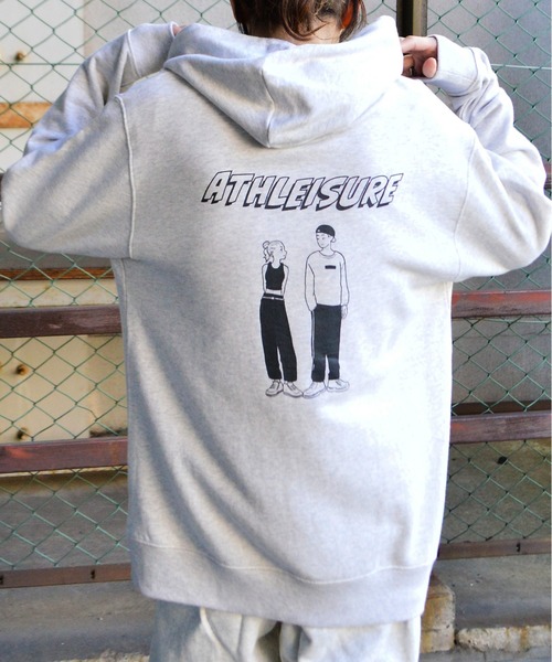 MODISH GAZE(モディシュガゼ)の「【MODISH GAZE】カップルイラスト裏毛フーディ(ATHLEISURE)(CP)(パーカー・メンズ・グレー系その他/ネイビー/オートミール/グリーン/ブラック・L/M)」の9枚目の写真