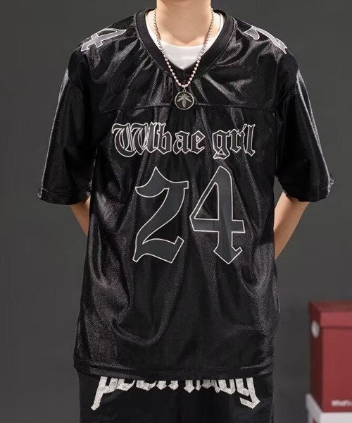 FreeZone（フリーゾーン）の「サテンナンバースポーツジャージ（Tシャツ/カットソー・メンズ・ホワイト/ブラック/ブルー・F）」の20枚目の写真