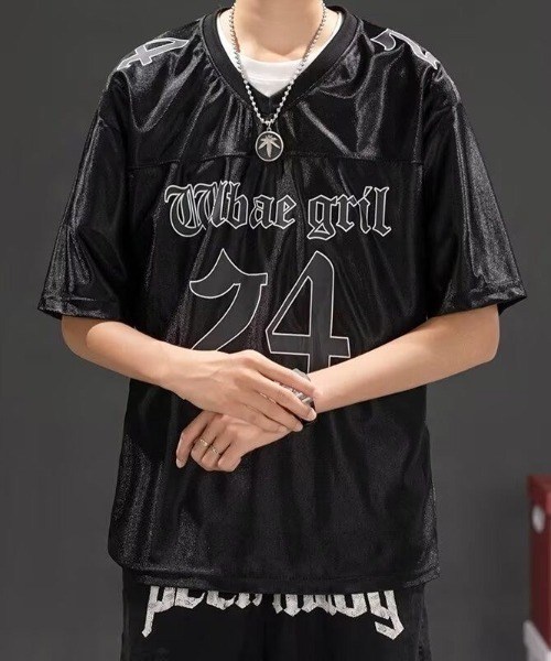 FreeZone（フリーゾーン）の「サテンナンバースポーツジャージ（Tシャツ/カットソー・メンズ・ホワイト/ブラック/ブルー・F）」の17枚目の写真