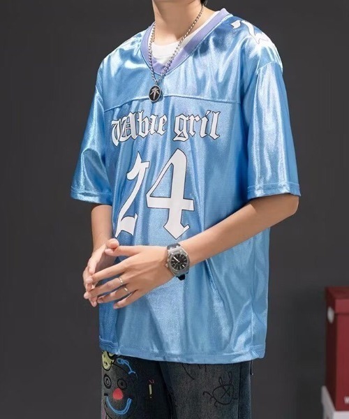セール】サテンナンバースポーツジャージ（Tシャツ/カットソー