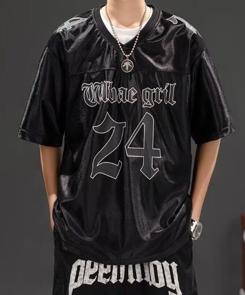 FreeZone（フリーゾーン）の「サテンナンバースポーツジャージ（Tシャツ/カットソー・メンズ・ホワイト/ブラック/ブルー・F）」の21枚目の写真