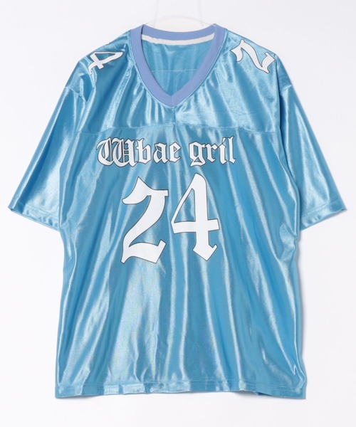 FreeZone（フリーゾーン）の「サテンナンバースポーツジャージ（Tシャツ/カットソー・メンズ・ホワイト/ブラック/ブルー・F）」の5枚目の写真