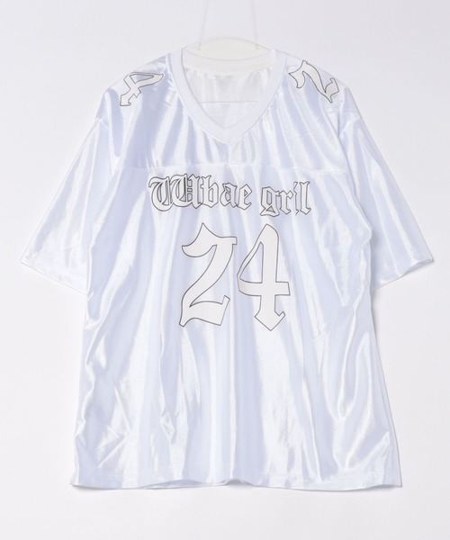 FreeZone（フリーゾーン）の「サテンナンバースポーツジャージ（Tシャツ/カットソー・メンズ・ホワイト/ブラック/ブルー・F）」の4枚目の写真