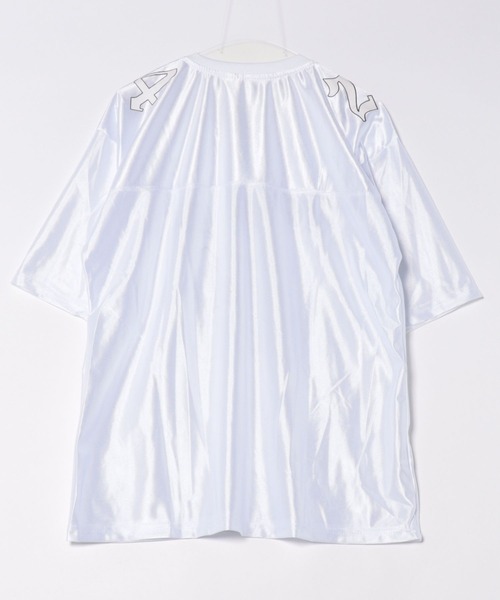 FreeZone（フリーゾーン）の「サテンナンバースポーツジャージ（Tシャツ/カットソー・メンズ・ホワイト/ブラック/ブルー・F）」の6枚目の写真