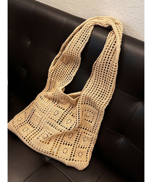 Anthe(アンテ)の「【Anthe】 / クロシェ編みマルシェBAG / ant-000024(トートバッグ・レディース・アイボリー/ベージュ・ONESIZE)」の1枚目の写真