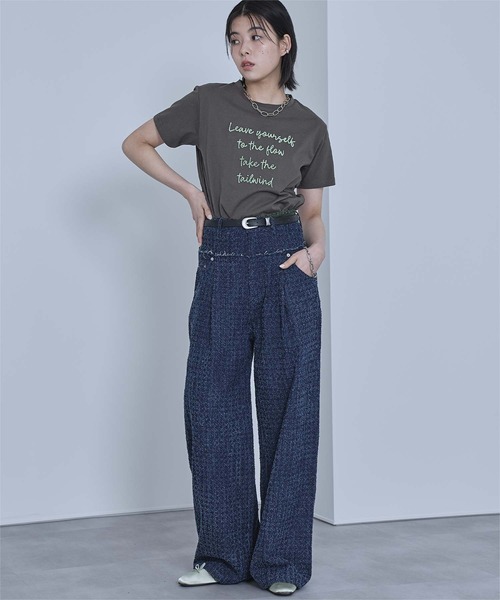 miette（ミエット）の「ブラシ刺繍Tシャツ（Tシャツ/カットソー・レディース・チャコール/ブラック/オフホワイト・FREE）」の20枚目の写真