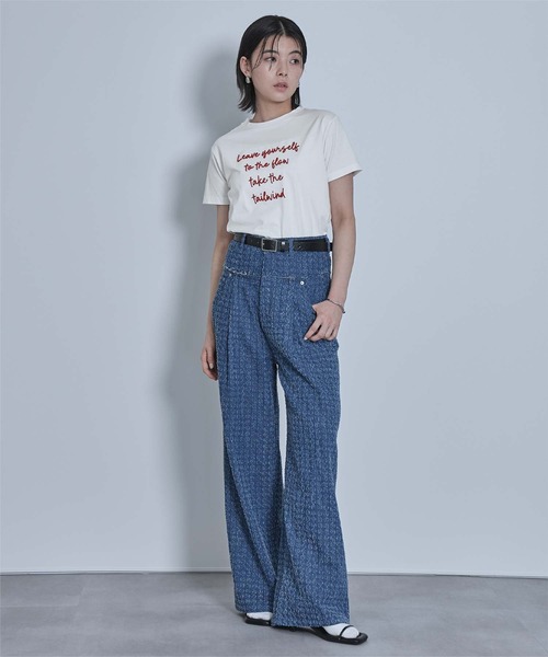 miette（ミエット）の「ブラシ刺繍Tシャツ（Tシャツ/カットソー・レディース・チャコール/ブラック/オフホワイト・FREE）」の5枚目の写真