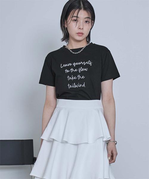 miette（ミエット）の「ブラシ刺繍Tシャツ（Tシャツ/カットソー・レディース・チャコール/ブラック/オフホワイト・FREE）」の13枚目の写真