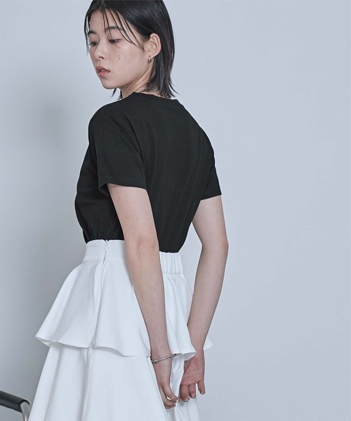 miette（ミエット）の「ブラシ刺繍Tシャツ（Tシャツ/カットソー・レディース・チャコール/ブラック/オフホワイト・FREE）」の15枚目の写真